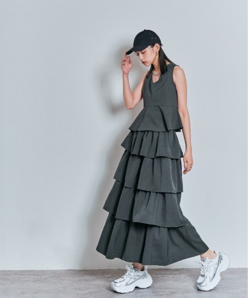 W:Huku（フーク）の「【W:Huku / イージーライトシリーズ】ノースリーブ ぺプラム ショート トップス（Tシャツ/カットソー・レディース・ブラック/オフホワイト/グリーン系その他/チャコール/ブラウン・M/L）」の13枚目の写真