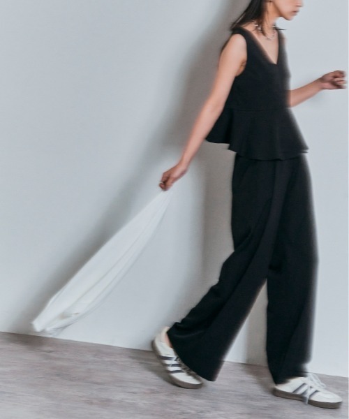 W:Huku（フーク）の「【W:Huku / イージーライトシリーズ】ノースリーブ ぺプラム ショート トップス（Tシャツ/カットソー・レディース・ブラック/オフホワイト/グリーン系その他/チャコール/ブラウン・M/L）」の7枚目の写真