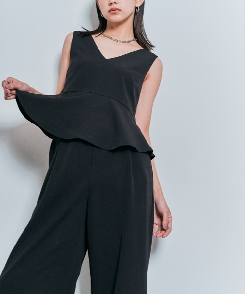 W:Huku（フーク）の「【W:Huku / イージーライトシリーズ】ノースリーブ ぺプラム ショート トップス（Tシャツ/カットソー・レディース・ブラック/オフホワイト/グリーン系その他/チャコール/ブラウン・M/L）」の9枚目の写真