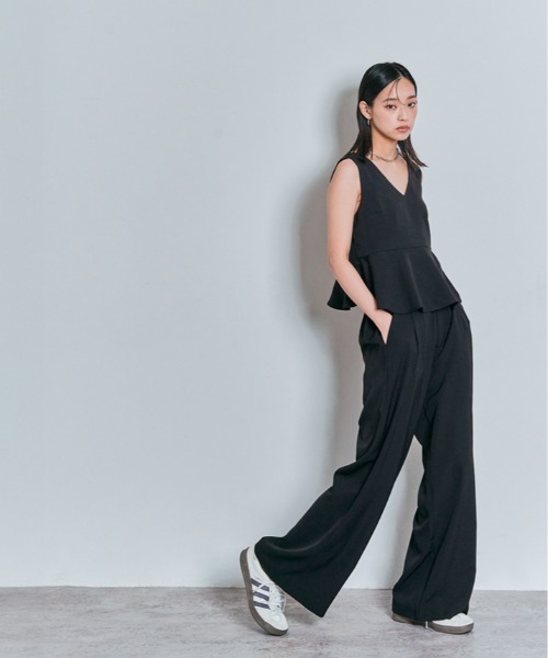 W:Huku（フーク）の「【W:Huku / イージーライトシリーズ】ノースリーブ ぺプラム ショート トップス（Tシャツ/カットソー・レディース・ブラック/オフホワイト/グリーン系その他/チャコール/ブラウン・M/L）」の16枚目の写真