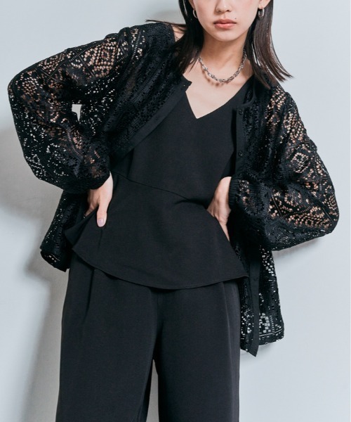 W:Huku（フーク）の「【W:Huku / イージーライトシリーズ】ノースリーブ ぺプラム ショート トップス（Tシャツ/カットソー・レディース・ブラック/オフホワイト/グリーン系その他/チャコール/ブラウン・M/L）」の18枚目の写真