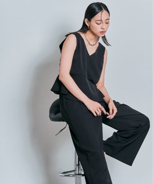 W:Huku（フーク）の「【W:Huku / イージーライトシリーズ】ノースリーブ ぺプラム ショート トップス（Tシャツ/カットソー・レディース・ブラック/オフホワイト/グリーン系その他/チャコール/ブラウン・M/L）」の19枚目の写真