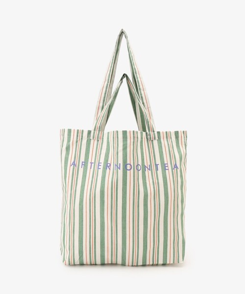 Afternoon Tea(アフタヌーンティー)の「【WEB限定】ストライプトートバッグL(トートバッグ・レディース・グリーン・ONE SIZE)」の1枚目の写真