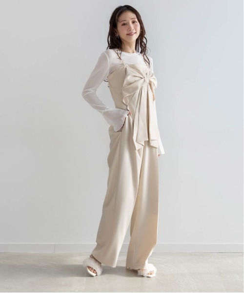 RANDA（ランダ）の「2WAYストラップリボンロンパース（サロペット/オーバーオール・レディース・ベージュ/ネイビー/グレー・0/1）」の20枚目の写真
