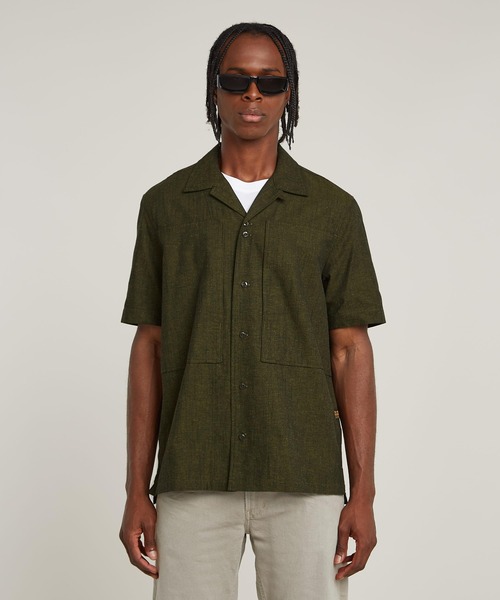 G-STAR RAW (ジースターロゥ) WORKWEAR SHIRT (ワークウエアー シャツ) サステナブル ストレートフィット プルオーバー ワークシャツ セール】WORKWEAR RESORT REGULAR SHIRT/ワークディテール