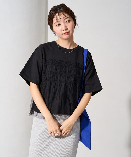 【極美品】アドニシス Adonisis ドッキングニット  チュール　フリル 極美品】アドニシス Adonisis ドッキングニット チュール フリル