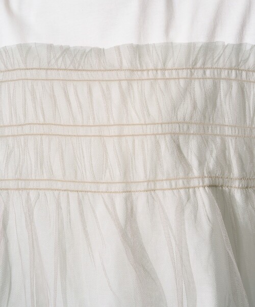 FREAK'S STORE（フリークスストア）の「限定展開　チュール フリル ドッキング 半袖 Tシャツ（Tシャツ/カットソー・レディース・ブラック/オフホワイト/ナチュラル/チャコール/ライトグレー/グリーン・ﾌﾘ-）」の7枚目の写真