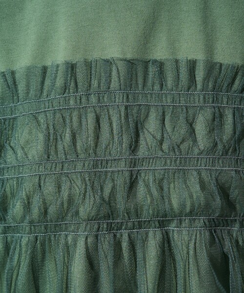 FREAK'S STORE（フリークスストア）の「限定展開　チュール フリル ドッキング 半袖 Tシャツ（Tシャツ/カットソー・レディース・ブラック/オフホワイト/ナチュラル/チャコール/ライトグレー/グリーン・ﾌﾘ-）」の14枚目の写真