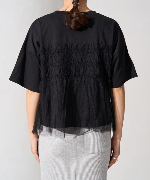 FREAK'S STORE（フリークスストア）の「限定展開　チュール フリル ドッキング 半袖 Tシャツ（Tシャツ/カットソー・レディース・ブラック/オフホワイト/ナチュラル/チャコール/ライトグレー/グリーン・ﾌﾘ-）」の17枚目の写真