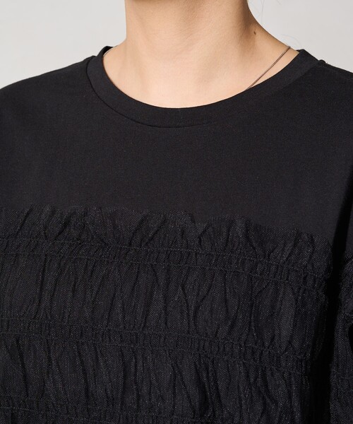 FREAK'S STORE（フリークスストア）の「限定展開　チュール フリル ドッキング 半袖 Tシャツ（Tシャツ/カットソー・レディース・ブラック/オフホワイト/ナチュラル/チャコール/ライトグレー/グリーン・ﾌﾘ-）」の18枚目の写真