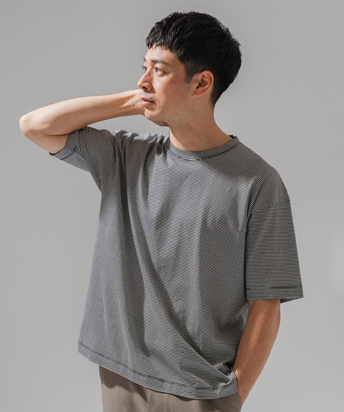 EDIFICE（エディフィス）の「アルビニコットン ボーダーTシャツ（Tシャツ/カットソー・メンズ・チャコールグレー/ブラック・X-LARGE/LARGE/MEDIUM/SMALL）」の21枚目の写真