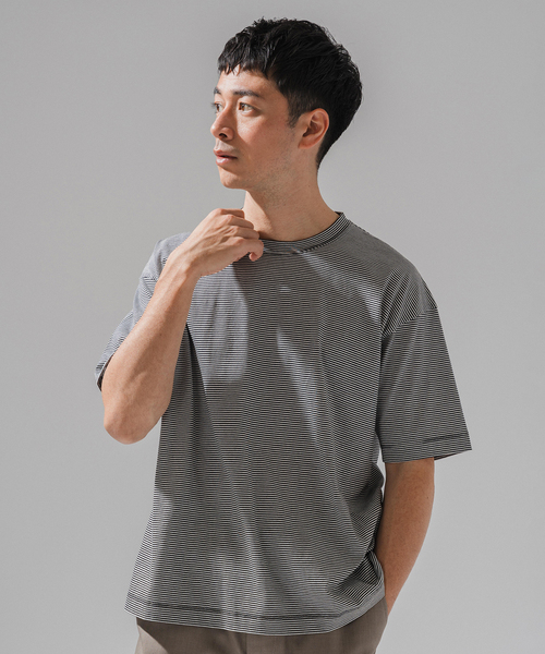 EDIFICE（エディフィス）の「アルビニコットン ボーダーTシャツ（Tシャツ/カットソー・メンズ・チャコールグレー/ブラック・X-LARGE/LARGE/MEDIUM/SMALL）」の22枚目の写真