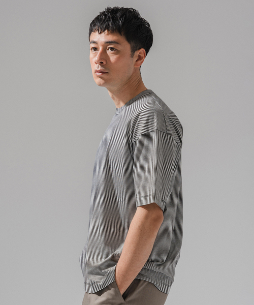 EDIFICE（エディフィス）の「アルビニコットン ボーダーTシャツ（Tシャツ/カットソー・メンズ・チャコールグレー/ブラック・X-LARGE/LARGE/MEDIUM/SMALL）」の11枚目の写真