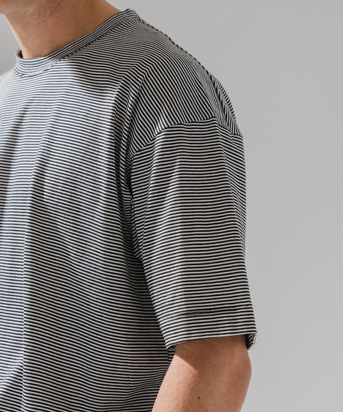 EDIFICE（エディフィス）の「アルビニコットン ボーダーTシャツ（Tシャツ/カットソー・メンズ・チャコールグレー/ブラック・X-LARGE/LARGE/MEDIUM/SMALL）」の14枚目の写真