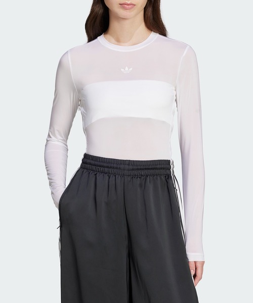 adidas トレフォイルトップス シアー スリーライン セール】アディカラー シアー スリーストライプス 長袖Tシャツ