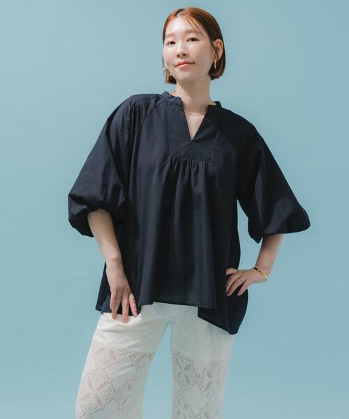 F by ROSSO（エフバイロッソ）の「『UR TECH』F by ROSSO　イージーリネンボリュームブラウス（シャツ/ブラウス・レディース・ブルー系その他/ネイビー/ミント/ピンク/グレー・FREE）」の3枚目の写真