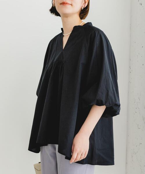 F by ROSSO（エフバイロッソ）の「『UR TECH』F by ROSSO　イージーリネンボリュームブラウス（シャツ/ブラウス・レディース・ブルー系その他/ネイビー/ミント/ピンク/グレー・FREE）」の7枚目の写真