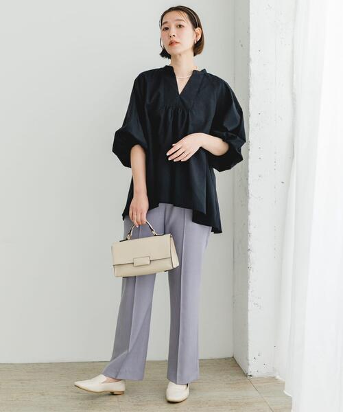 F by ROSSO（エフバイロッソ）の「『UR TECH』F by ROSSO　イージーリネンボリュームブラウス（シャツ/ブラウス・レディース・ブルー系その他/ネイビー/ミント/ピンク/グレー・FREE）」の9枚目の写真