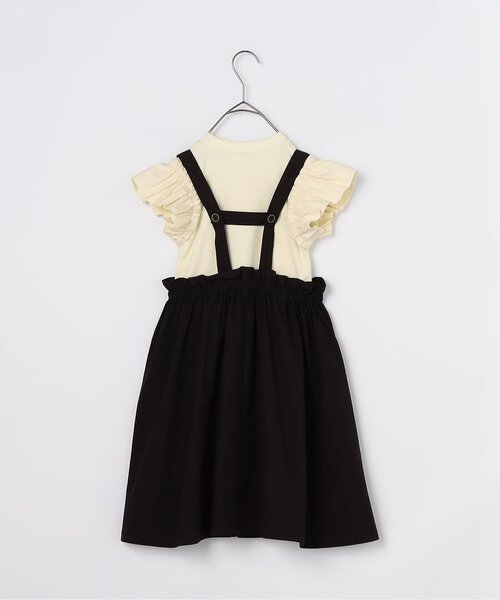 p.premier(ピードットプルミエ)の「【2WAY/ジュニア対応】サスペンダースカート&フリル袖トップスセット(ジャンパースカート・キッズ・ブラック/ベージュ・80/90/100/110/120/130/140)」の10枚目の写真