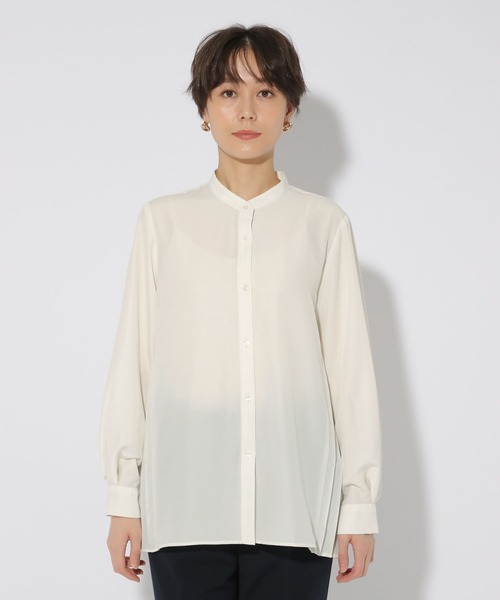 Elura（エルーラ）の「サイドプリーツシャツ/323309（シャツ/ブラウス・レディース・ネイビー/ホワイト/ライトブルー/ライトベージュ・MEDIUM/LARGE）」の7枚目の写真