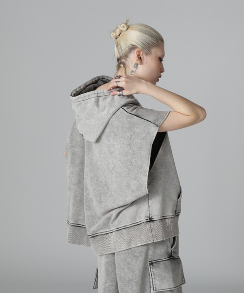 DANKE SCHON（ダンケシェーン）の「DankeSchon/ダンケシェーン/CHEMICAL SWEAT NOSLEEVE HOODIE（パーカー・レディース・グレー/ブラック・M/L）」の10枚目の写真