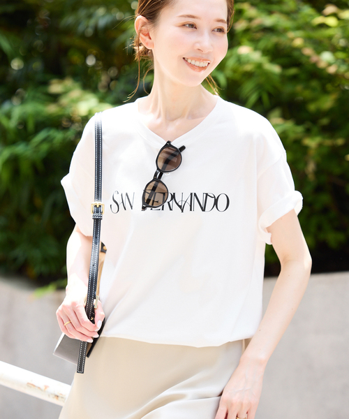 SLOBE IENA（スローブイエナ）の「SAN FERNANDOロゴTEE（Tシャツ/カットソー・レディース・ネイビー/ライトグレー/ホワイト・FREE）」の2枚目の写真