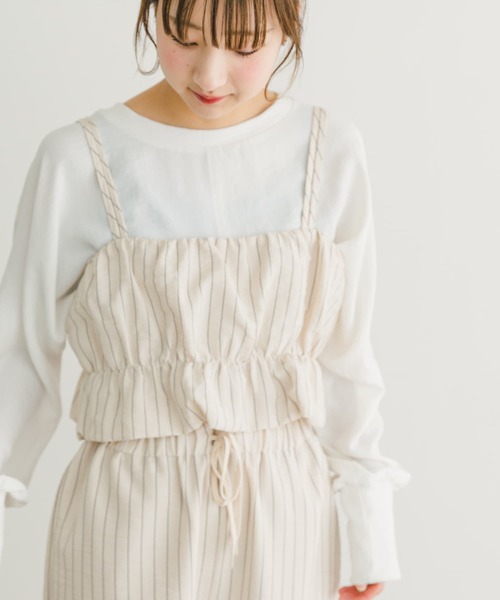 ITEMS URBANRESEARCH（アイテムズ アーバンリサーチ）の「ストライプシャーリングビスチェ（その他トップス・レディース・ライトベージュ/ブラウン・FREE）」の3枚目の写真