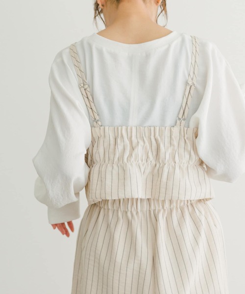 ITEMS URBANRESEARCH（アイテムズ アーバンリサーチ）の「ストライプシャーリングビスチェ（その他トップス・レディース・ライトベージュ/ブラウン・FREE）」の4枚目の写真