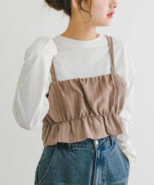 ITEMS URBANRESEARCH（アイテムズ アーバンリサーチ）の「ストライプシャーリングビスチェ（その他トップス・レディース・ライトベージュ/ブラウン・FREE）」の10枚目の写真