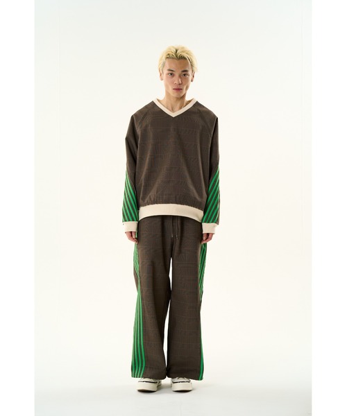 DISCOVERED（ディスカバード）の「CHECK BONDING LINE TRACK PANTS（スラックス・メンズ・ネイビー/ベージュ・LARGE/SMALL）」の2枚目の写真
