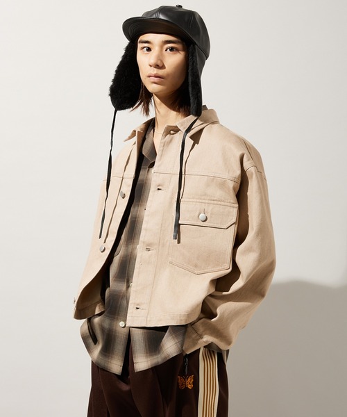 JOURNAL STANDARD（ジャーナルスタンダード）の「マルチサイズ_【ZOZO限定】DENIM WIDE SHORT JKT（デニムジャケット・メンズ・ネイビー/ダークインディゴブルー/ベージュ/パープル/ブラウン/ブラック/カーキ・マルチサイズ）」の3枚目の写真