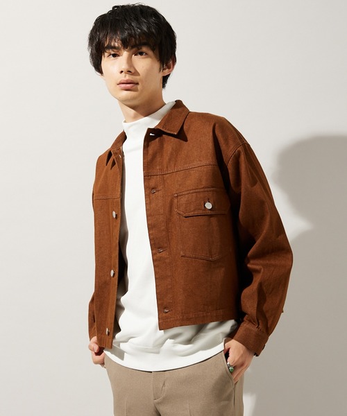 JOURNAL STANDARD（ジャーナルスタンダード）の「マルチサイズ_【ZOZO限定】DENIM WIDE SHORT JKT（デニムジャケット・メンズ・ネイビー/ダークインディゴブルー/ベージュ/パープル/ブラウン/ブラック/カーキ・マルチサイズ）」の2枚目の写真