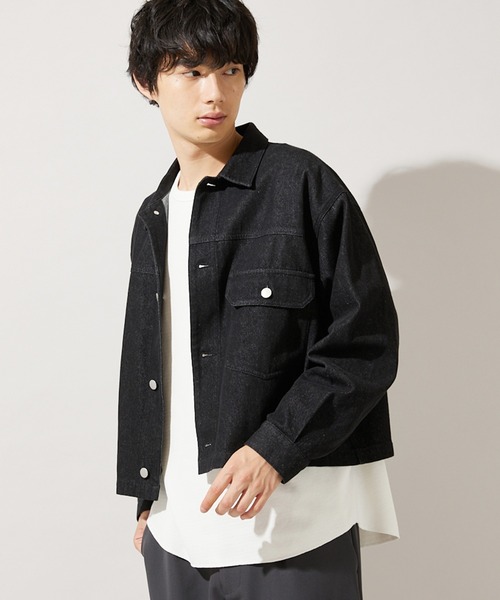 JOURNAL STANDARD（ジャーナルスタンダード）の「マルチサイズ_【ZOZO限定】DENIM WIDE SHORT JKT（デニムジャケット・メンズ・ネイビー/ダークインディゴブルー/ベージュ/パープル/ブラウン/ブラック/カーキ・マルチサイズ）」の21枚目の写真