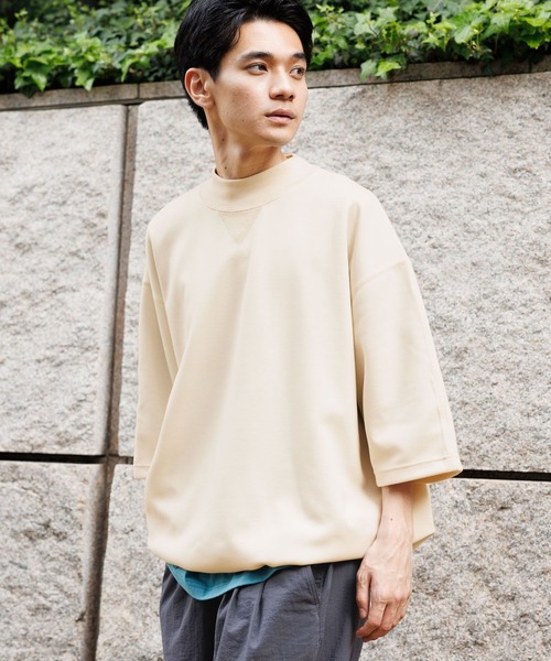 niko and...(ニコアンド)の「バレルスリーブモックネックTシャツ(Tシャツ/カットソー・メンズ・ブラック/オフホワイト・LARGE/MEDIUM)」の1枚目の写真