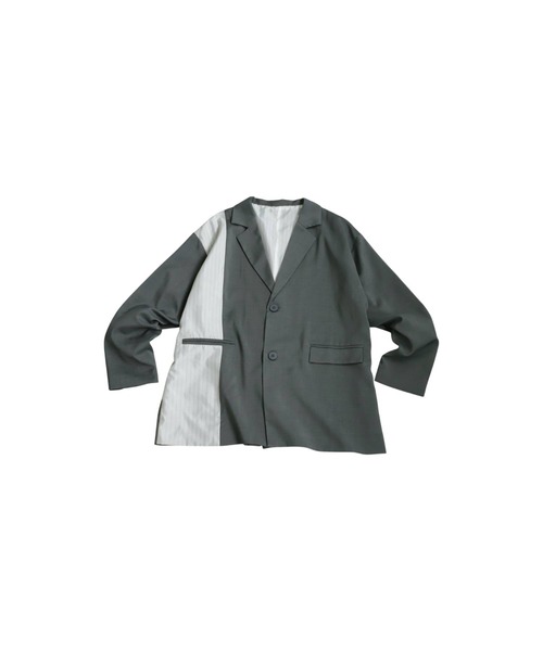 antiqua(アンティカ)の「切り替えストライプジャケット(テーラードジャケット・レディース・ブラック/グレー・ONESIZE)」の18枚目の写真