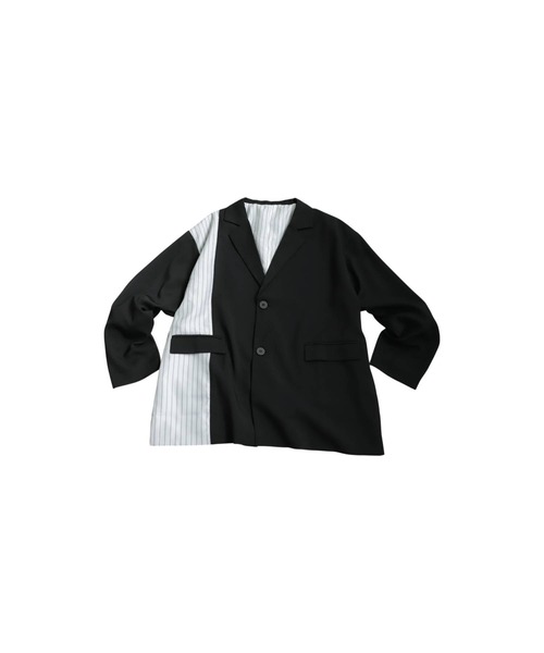 antiqua(アンティカ)の「切り替えストライプジャケット(テーラードジャケット・レディース・ブラック/グレー・ONESIZE)」の17枚目の写真