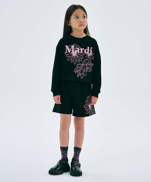 Mardi Mercredi(マルディメクルディ)の「KIDS SWEATSHIRT TRIPLE FLOWER / キッズ スウェットシャツ トリプル フラワー(スウェット・キッズ・ブラック/ホワイト×ピンク/ブラック×ピンク/ベージュ系その他/オートミール/ネイビー・110cm/120cm/130cm/100cm)」の19枚目の写真