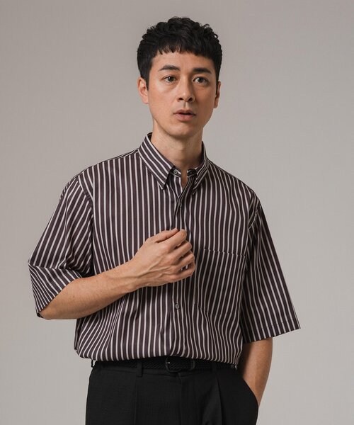 EDIFICE（エディフィス）の「"MULTI FUNCTION" ショートスリーブ ストライプ ボタンダウンシャツ（シャツ/ブラウス・メンズ・グリーン/ブルー系その他/ベージュ/ブラック・SMALL/X-LARGE/LARGE/MEDIUM）」の6枚目の写真