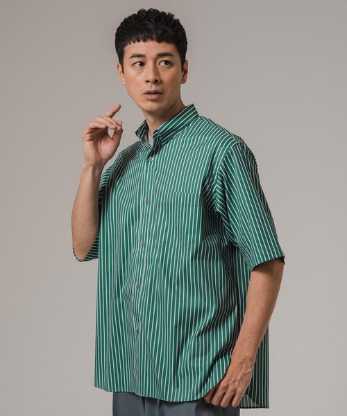 EDIFICE（エディフィス）の「"MULTI FUNCTION" ショートスリーブ ストライプ ボタンダウンシャツ（シャツ/ブラウス・メンズ・グリーン/ブルー系その他/ベージュ/ブラック・SMALL/X-LARGE/LARGE/MEDIUM）」の19枚目の写真