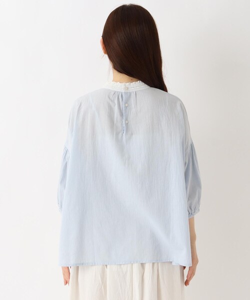 one'sterrace(ワンズテラス)の「レースハイネック 5分袖ブラウス(シャツ/ブラウス・レディース・アイボリー系8・02)」の5枚目の写真