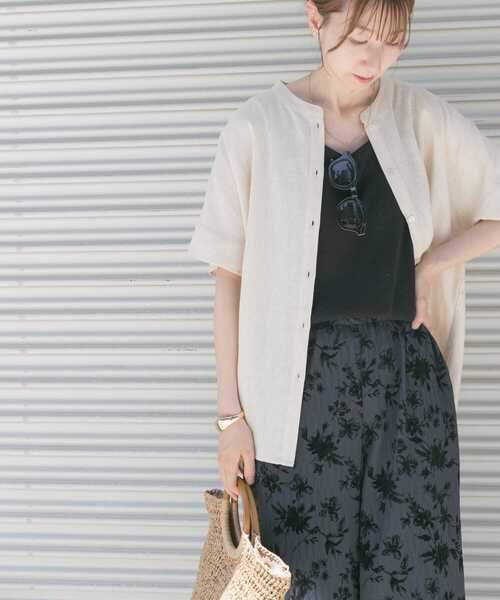 ITEMS URBANRESEARCH（アイテムズ アーバンリサーチ）の「リネンレーヨンフレンチシャツ（シャツ/ブラウス・レディース・ブラック/ブラウン/ライトベージュ・FREE）」の11枚目の写真