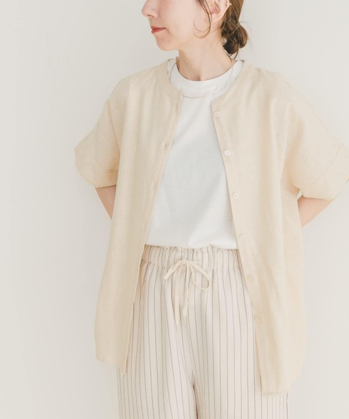 ITEMS URBANRESEARCH（アイテムズ アーバンリサーチ）の「リネンレーヨンフレンチシャツ（シャツ/ブラウス・レディース・ブラック/ブラウン/ライトベージュ・FREE）」の15枚目の写真