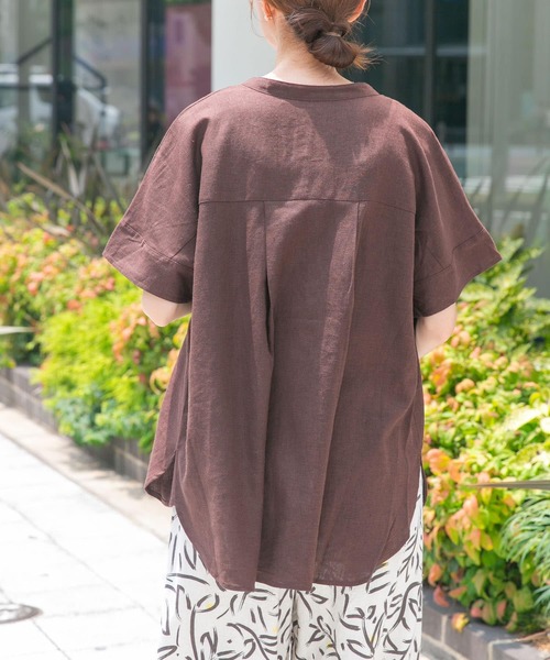 ITEMS URBANRESEARCH（アイテムズ アーバンリサーチ）の「リネンレーヨンフレンチシャツ（シャツ/ブラウス・レディース・ブラック/ブラウン/ライトベージュ・FREE）」の20枚目の写真