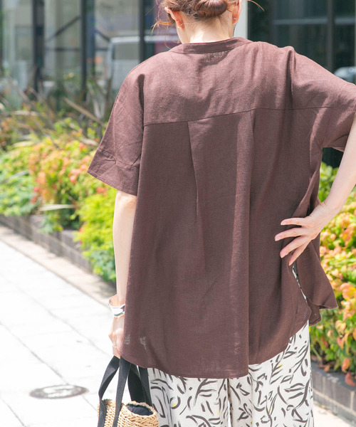 ITEMS URBANRESEARCH（アイテムズ アーバンリサーチ）の「リネンレーヨンフレンチシャツ（シャツ/ブラウス・レディース・ブラック/ブラウン/ライトベージュ・FREE）」の21枚目の写真