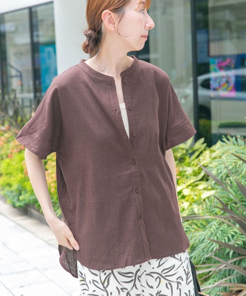 リネンレーヨンフレンチシャツ セール】リネンレーヨンフレンチシャツ（シャツ/ブラウス