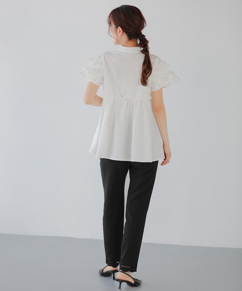 Fit more(フィットモア)の「はしごスカラップテーパードパンツ(その他パンツ・レディース・ピンク/ブラック/ブルーグレー・PS/S/M)」の4枚目の写真