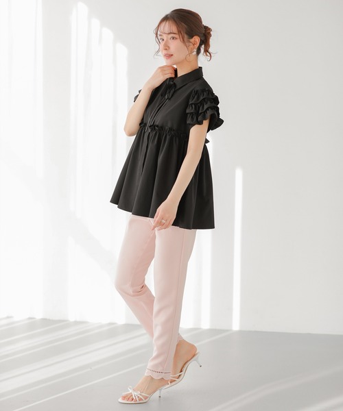Fit more(フィットモア)の「はしごスカラップテーパードパンツ(その他パンツ・レディース・ピンク/ブラック/ブルーグレー・PS/S/M)」の10枚目の写真