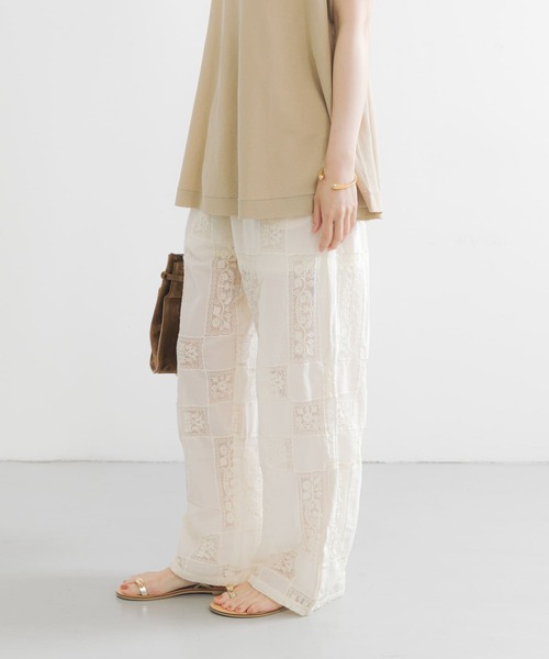crinkle crinkle crinkle ベルベットパンツ　シルバー crinkle crinkle crinkle velvet embroidery pants[UW46-CC-3023