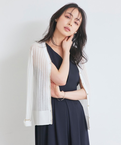 ルイルエブティック RUIRUE BOUTIQUE ラメバイカラーシアーリブカーデ （ブラック） ルイルエブティック RUIRUE BOUTIQUE ラメバイカラーシアーリブ