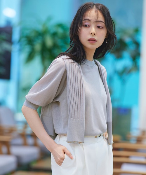 ルイルエブティック RUIRUE BOUTIQUE ラメバイカラーシアーリブカーデ （ブラック） ルイルエブティック RUIRUE BOUTIQUE ラメバイカラーシアーリブ